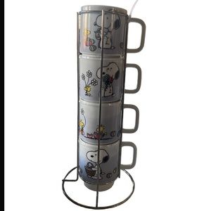 Peanuts Snoopy Mugs Stacked Ceramic Coffee Easter Tea Coco Set of 4 NEW